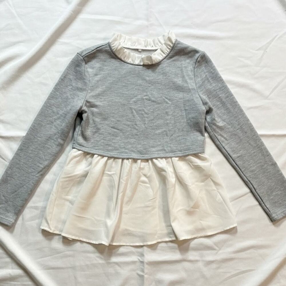 Gray Layered Pullover Sweater Top Womens Medium